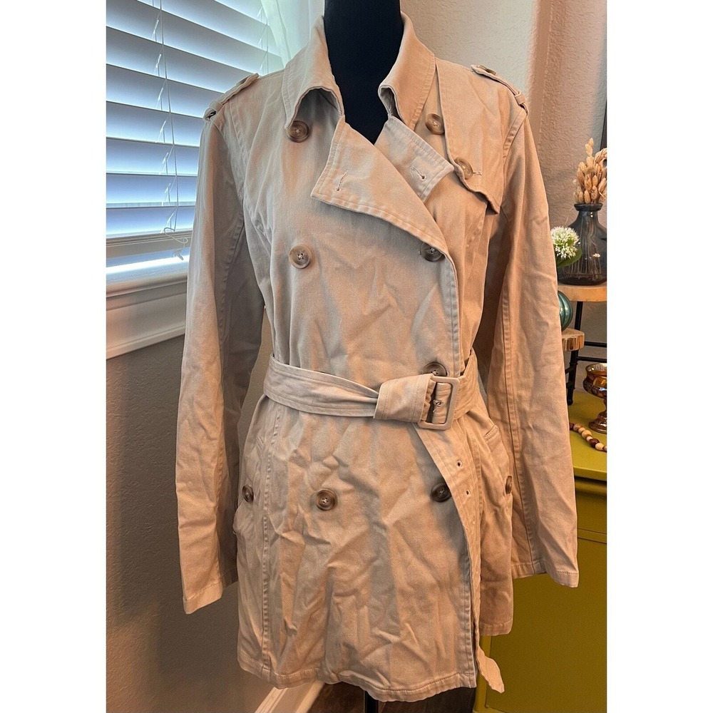 Torrid cotton, spandex khaki belted double breasted trench coat. Knee length. 2